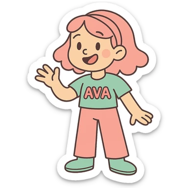 Ava as a pastel cartoon character with soft colors sticker