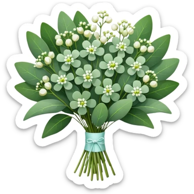 bouquet of eucalyptus and gypsophila flowers sticker