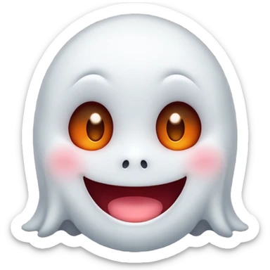 little cute ghost is smiling with blushed face, only face sticker