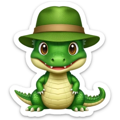 baby crocodile in hats sticker