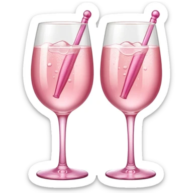 Dos Champagne rosa cruzadas con un listón de moño color rosa claro  sticker