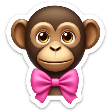 Monkey with pink bow sticker