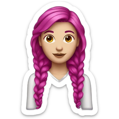 White girl with a magenta hair sticker