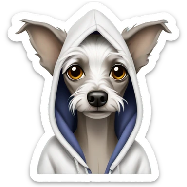 Chinese crested dog wearing hoodie sticker