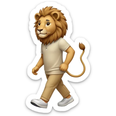 anthropomorphised lion in leisure wear walking upright sticker