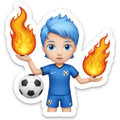 Boneca segurando uma Bola de futebol e somente uma bola está queimando sticker