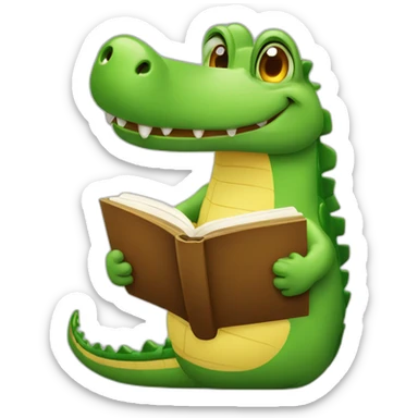 Cute crocodile with book sticker