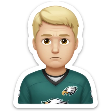 An adult blonde male Eagles fan who is sad sticker