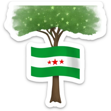 GREEN syrian flag with tree stars sticker