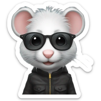 Un rat avec des lunettes et avec des cheveux noirs sticker
