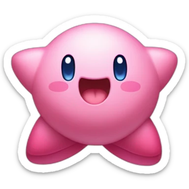 cute happy Kirby jumping on a star sticker