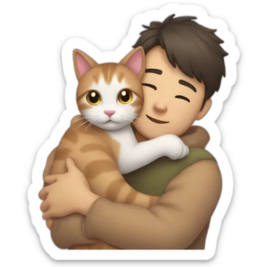 Cat hugging her owner sticker