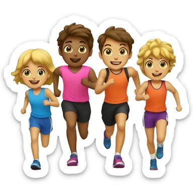 grupo de niños haciendo deporte sticker