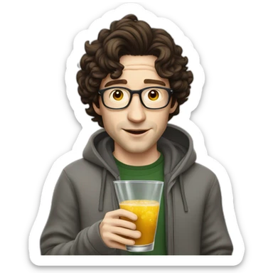 josh brener from silicon valley, realistic with hoodie sipping martini sticker