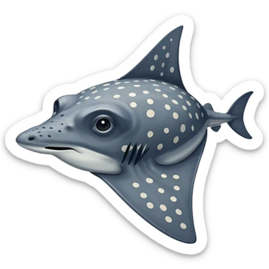 Spotted eagle sting ray with long stinger viewed from above sticker