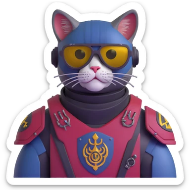 cat with sunglasses, Warhammer 40,000 style power armor sticker