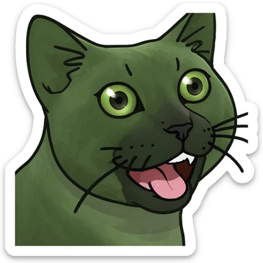 black cat with green eyes sticking its tongue out sticker
