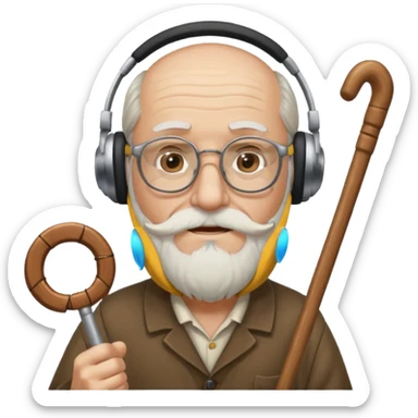 Anciano barba blanca larga bastón aufifono lentesb sticker
