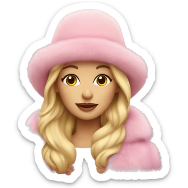 Blonde woman in pink fur hat and fur coat  sticker
