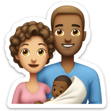 dad mom and newborn sticker