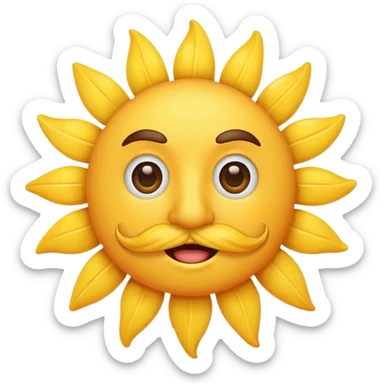 sun with mustache with no smile no brows sticker