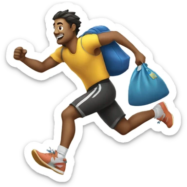 ladron corriendo con una bolsa de dinero sticker