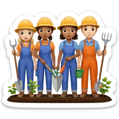 Make a photo of 5 project managers, specificly 3 girls and 2 boys, that are making project for improvment of the vineyard sticker