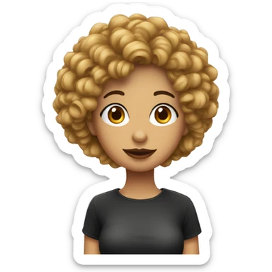 Personne avec cheveux noir bouclé fait un bisou sticker