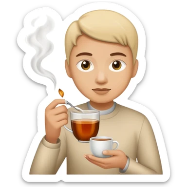 finger pinch with tea sticker