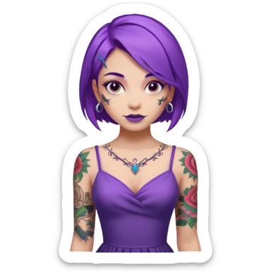 women with tatoos and hightlight that tatoos with purple hair different color dresses sticker