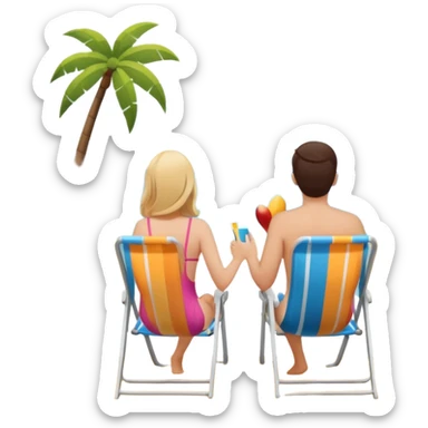 couple sitting in a beach chair, with their backs to the camera sticker