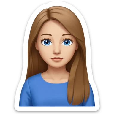 a woman in her 30´s, light skin with medium brown straight hair, long hair. blue eyes. No eyeglasses. sticker