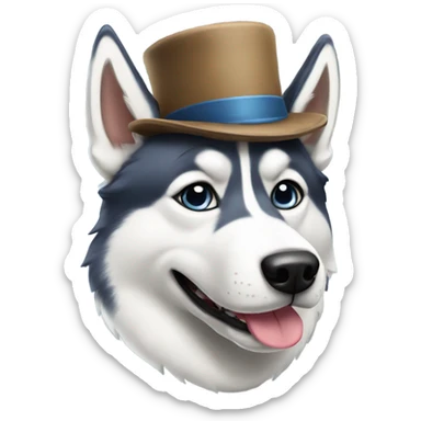 husky dog with hat sticker