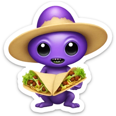 Purple alien with tacos  sticker