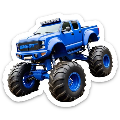 Bigfoot - Bigfoot 4x4 (Model Year: 2022) (Iconic colour: Blue) - An oversized, rugged monster truck with bold, aggressive lines painted in a striking blue. Focus on massive, rugged tires and a muscular chassis that exudes raw power and an urban legend feel. sticker