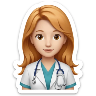 nurse with long strawberry blonde hair with brown eyes sticker