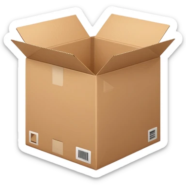 Generate a realistic emoji-style icon of the an open package which is empty and air is coming out of it. sticker