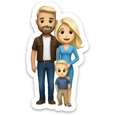 Brunette husband with blonde wife and baby boy sticker