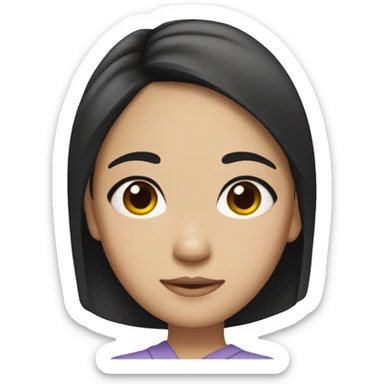 Asian girl with slightly tan skin and black hair sticker
