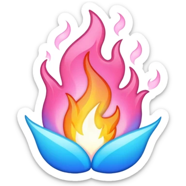 pink blue white flame sticker