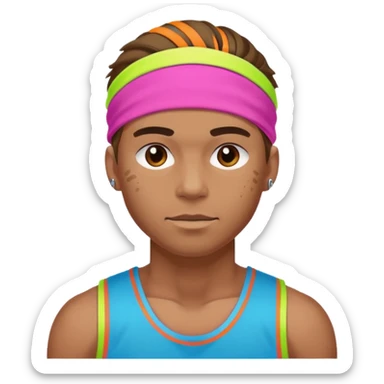 Basketball guy with neon headband sticker