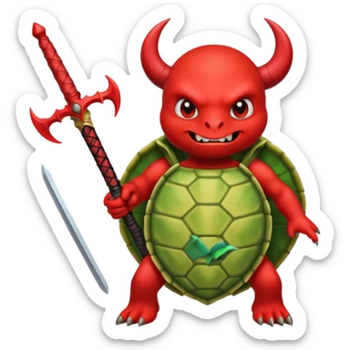 A devil in a turtle carapace add devil sword sticker
