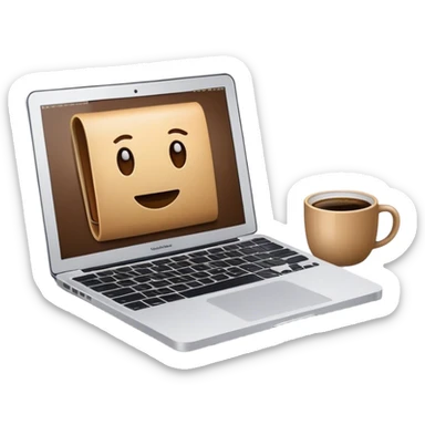 realistic macbook with coffee sticker