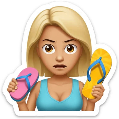 an angry mother with a flip-flop in her hand sticker