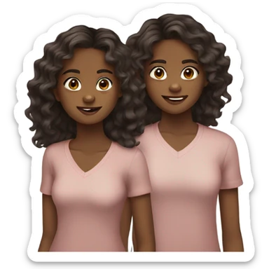 15 years old twins, brown skin wavy dark hair sticker