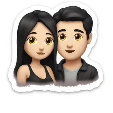 Chubby white skin and black hair heterosexual couple kissing sticker
