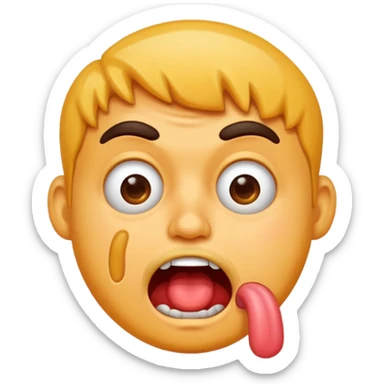 Crazy looking guy drooling sticker