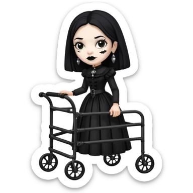 Old Mexican lady dressed like goth with a walker sticker