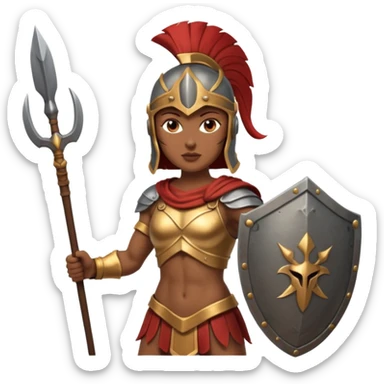 woman spartan warrior holding spear and shield sticker