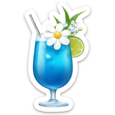 Blue Cocktail with white flowers sticker